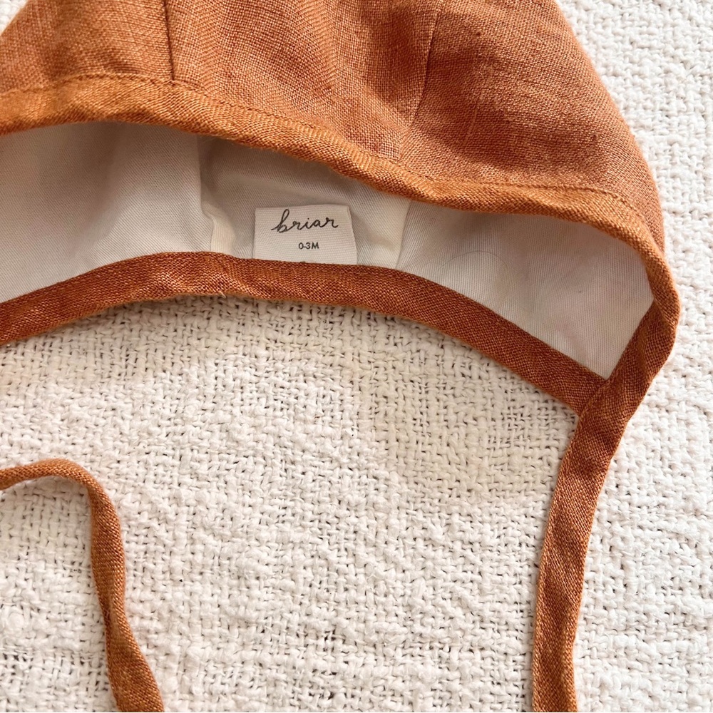 Briar Linen Bonnet in Rust - Picture 3 of 4